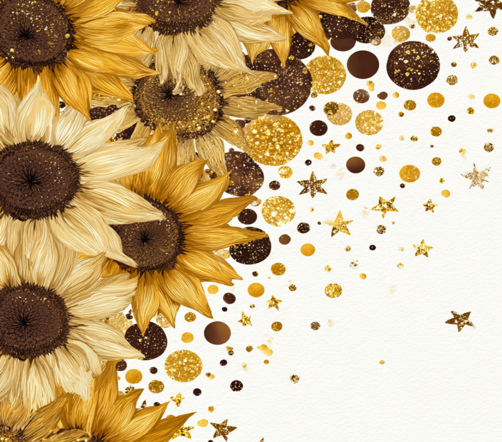 Gold Glitter Sunflower 20 oz Tumbler