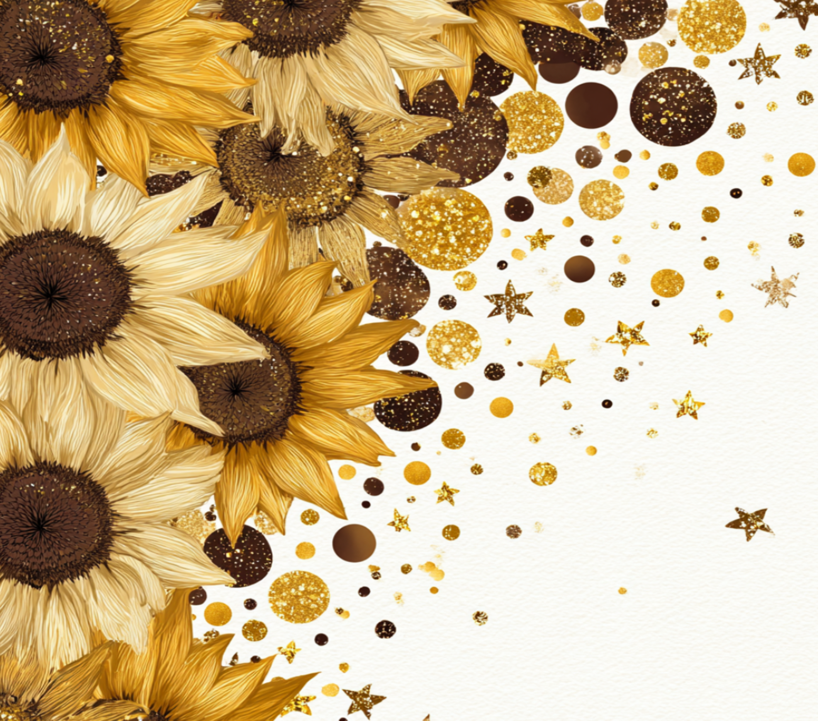 Gold Glitter Sunflower 20 oz Tumbler