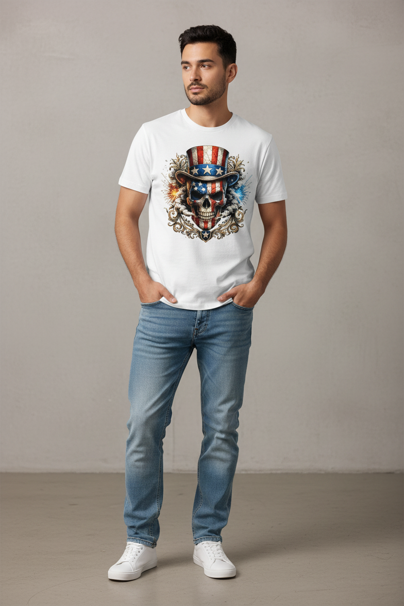 Men's Patriotic Skull T-Shirt