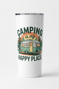 Camping is my Happy Place white 20 oz sublimation tumbler mockup