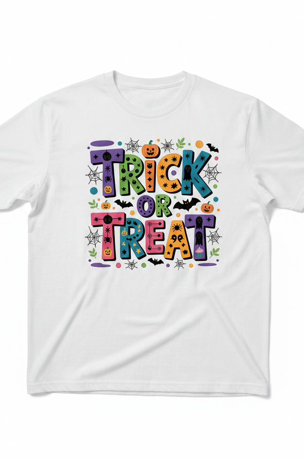 Trick or Treat White T-Shirt Mockup